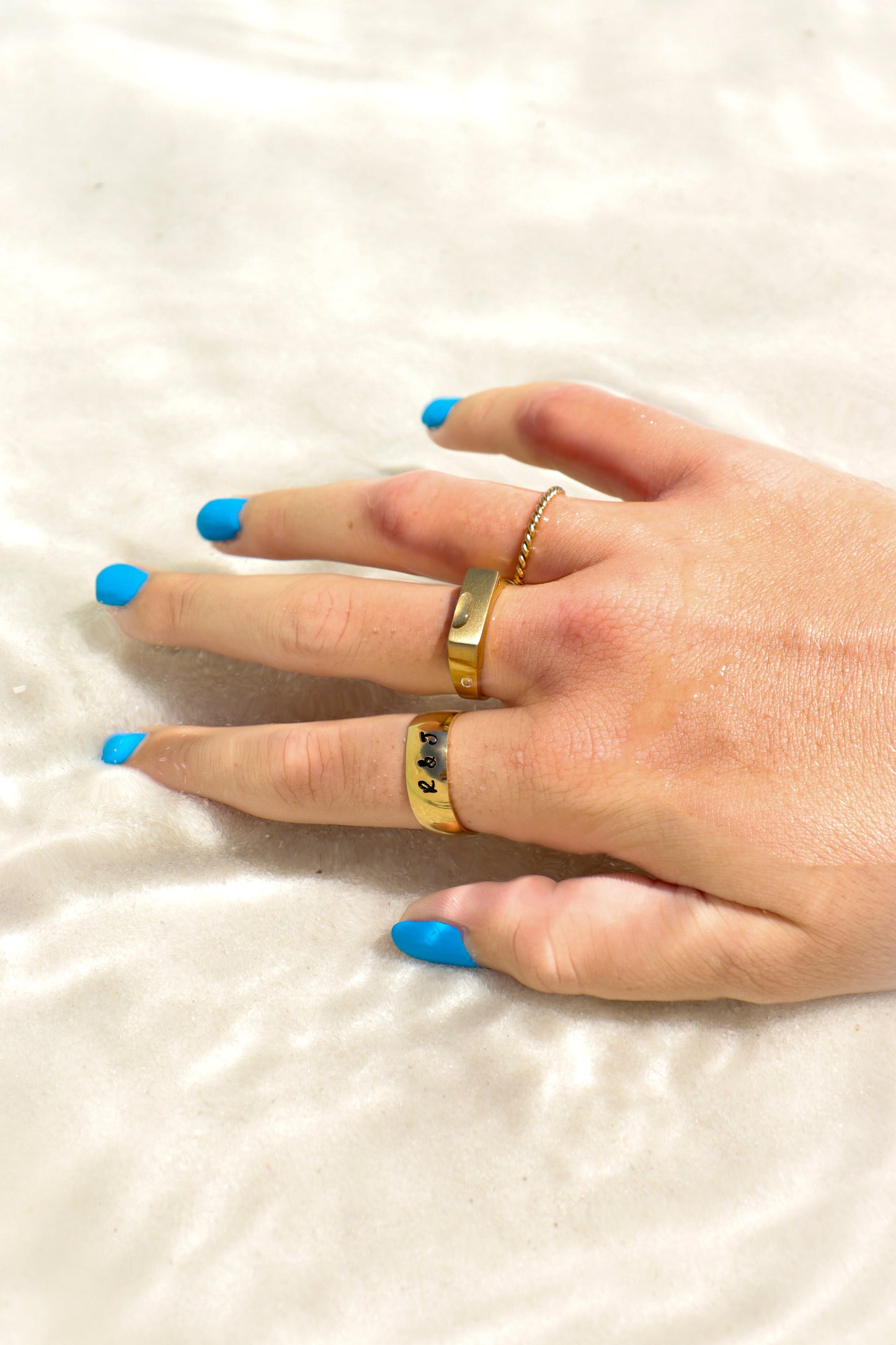 18K Gold PVD Stainless Steel Blank Engravable Rectangle Signet Ring / ESR0002