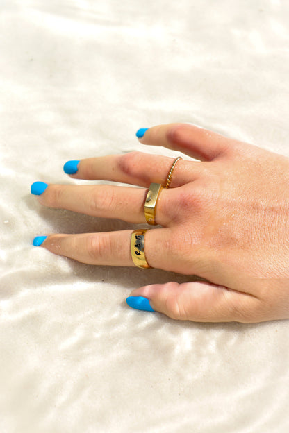 18K Gold PVD Stainless Steel Blank Engravable Rectangle Signet Ring / ESR0002