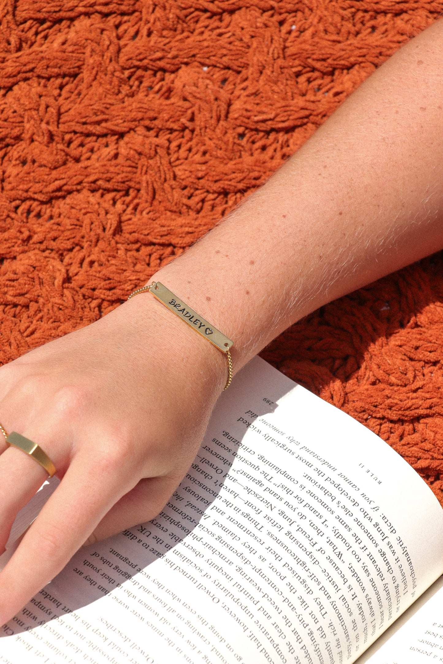 18K Gold PVD Stainless Steel Flat Adjustable Blank Bar Bracelet / SBB0129