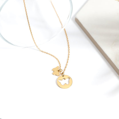 18K Gold PVD Stainless Steel Butterfly Cutout Necklace / CHN0074