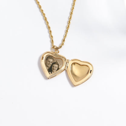 18K Gold PVD Stainless Steel Heart Locket with Stones / PDL0238