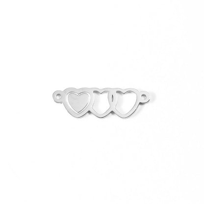 18K Gold PVD Stainless Steel Triple Heart Charm / PDL0080