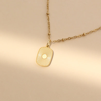 18K Gold PVD Stainless Steel Sunburst Medallion Charm / PDL0044