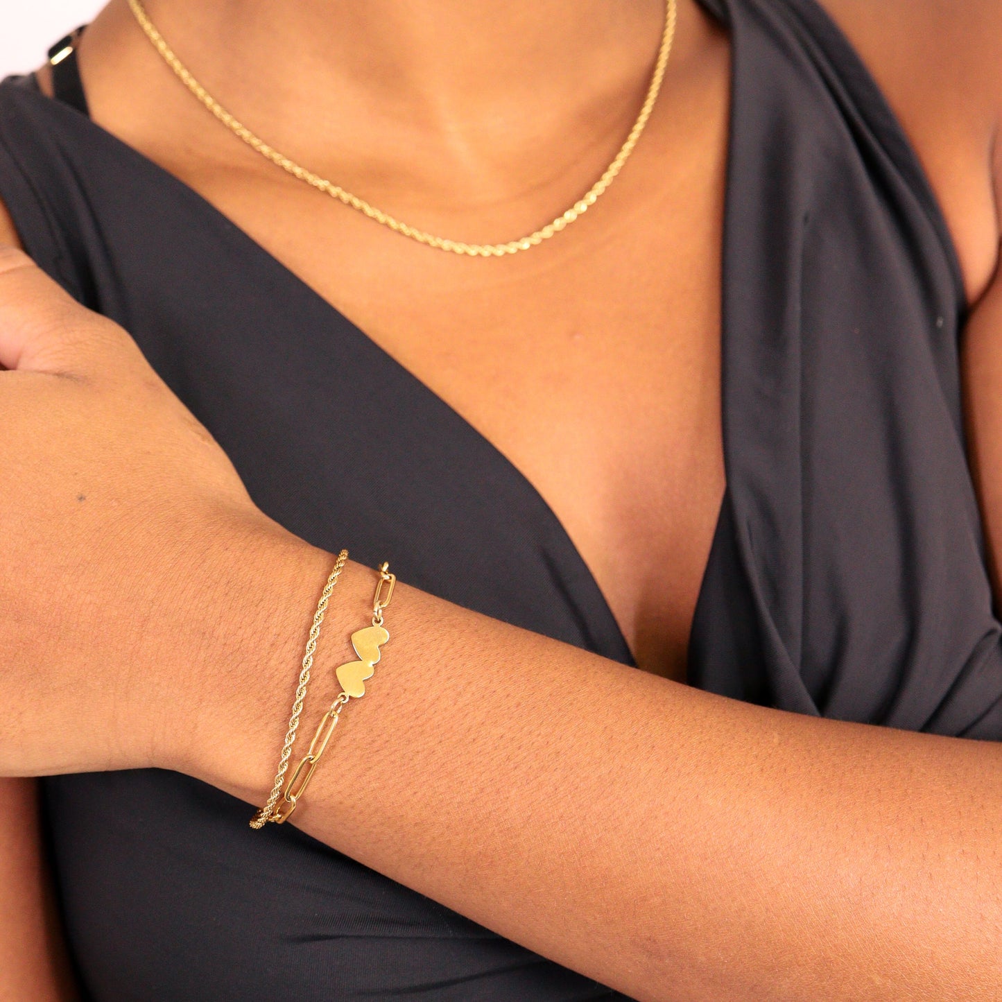 18K Gold PVD Stainless Steel Rope Chain Bracelet/Anklet / BRJ1000