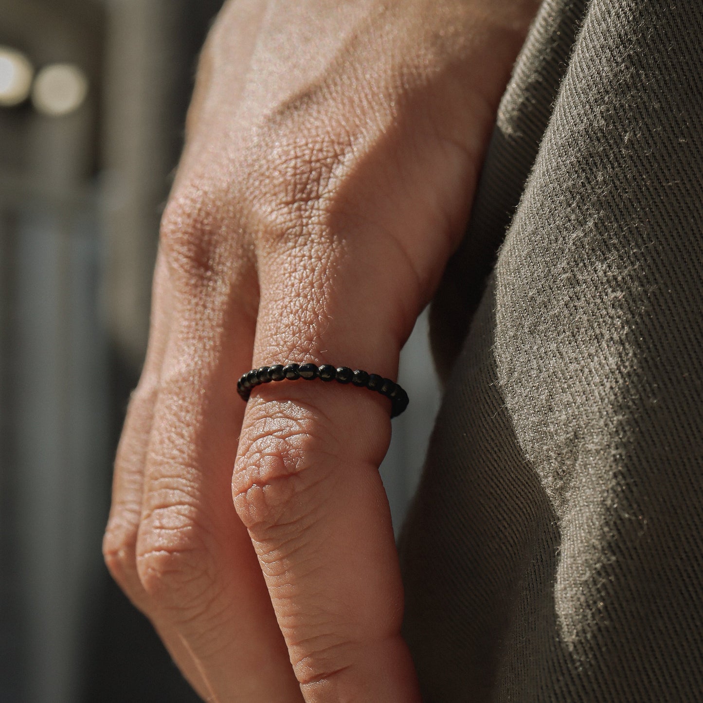 18K Gold PVD Stainless Steel Beaded Stacking Ring / CSR0004