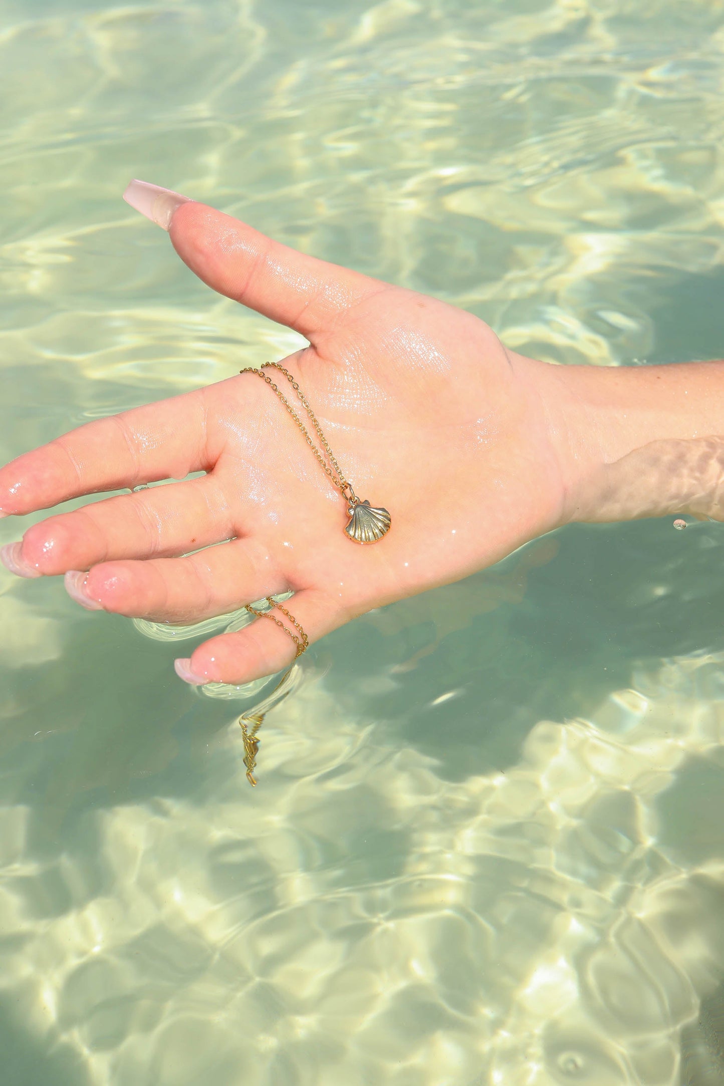 18K Gold PVD Stainless Steel Clam Shell Charm / PDL0097