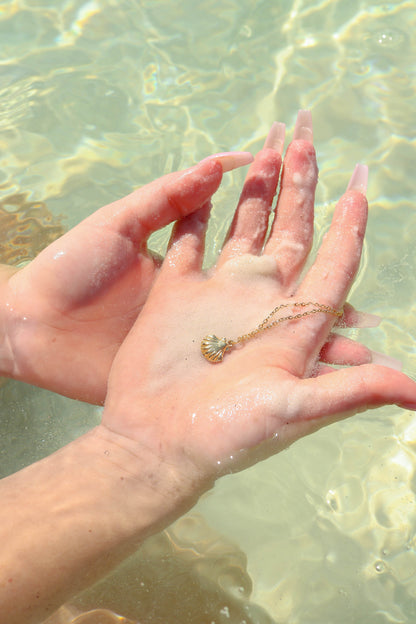 18K Gold PVD Stainless Steel Clam Shell Charm / PDL0097