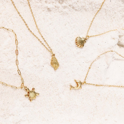 18K Gold PVD Stainless Steel Clam Shell Charm / PDL0097