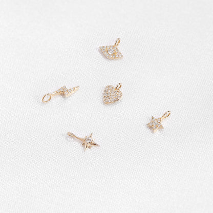 Permanent Jewelry 14K Solid Gold Diamond Lightning Bolt Charm / PMJ1012