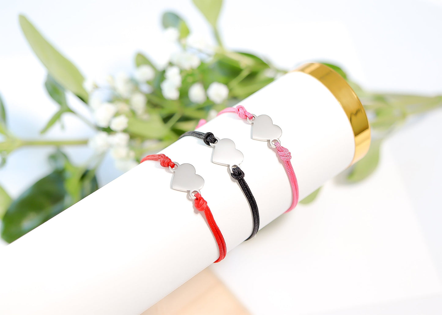 18K Gold PVD Stainless Steel Engravable Heart Friendship Bracelet / SBB0279