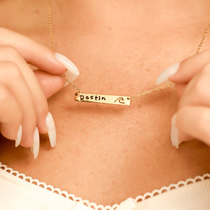 18K Gold PVD Stainless Steel Cutout Wave Blank Bar Necklace / SBB00107