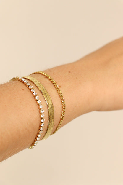 18K Gold PVD Stainless Steel Diamond Cut Curb Chain Bracelet / BRJ9098