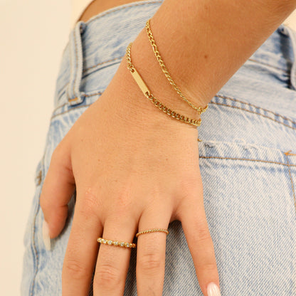 18K Gold PVD Stainless Steel Figaro Chain Bracelet or Anklet / BRJ9097