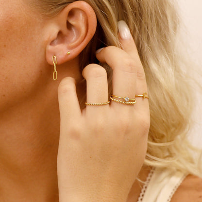 18K Gold PVD Stainless Steel Braided Spacer Ring / CSR0001