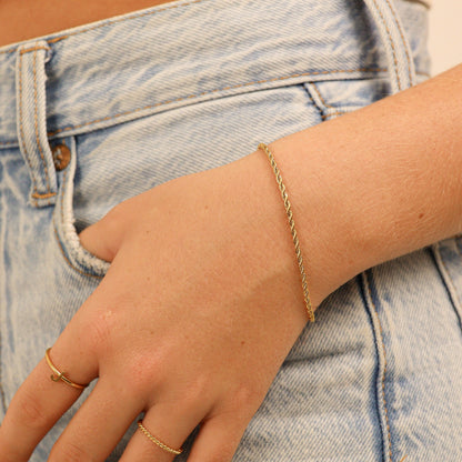 18K Gold PVD Stainless Steel Rope Chain Bracelet/Anklet / BRJ1000