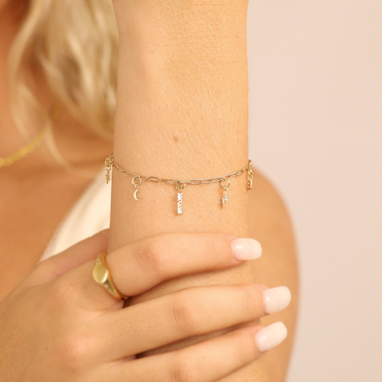 Permanent Jewelry 14K Solid Gold Diamond Lightning Bolt Charm / PMJ1012