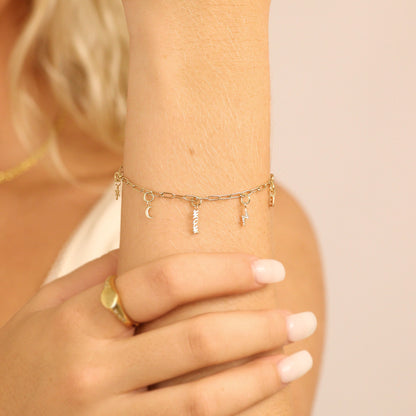 Permanent Jewelry 14K Solid Gold Diamond Lightning Bolt Charm / PMJ1012