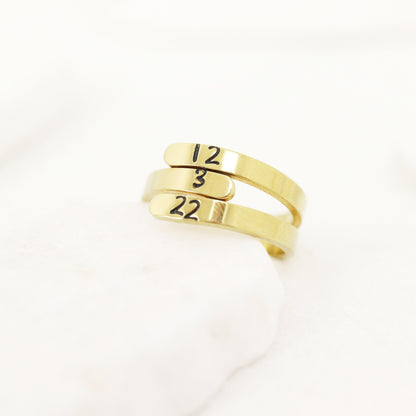 18K Gold PVD Stainless Steel Blank 3 Name Wrap Ring / ZRJ9018