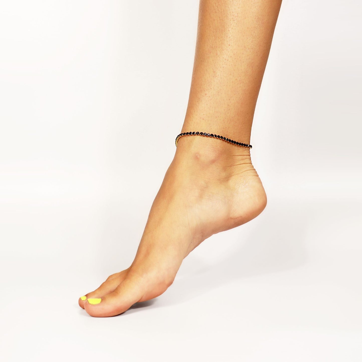 Stainless Steel Jet Rhinestone Tennis Chain Bracelet / TBR0003