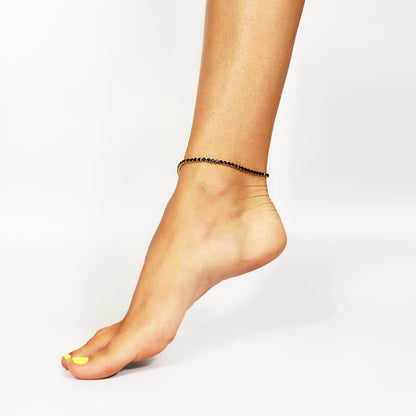 18K Gold PVD Stainless Steel Jet Rhinestone Tennis Chain Bracelet / TBR0004