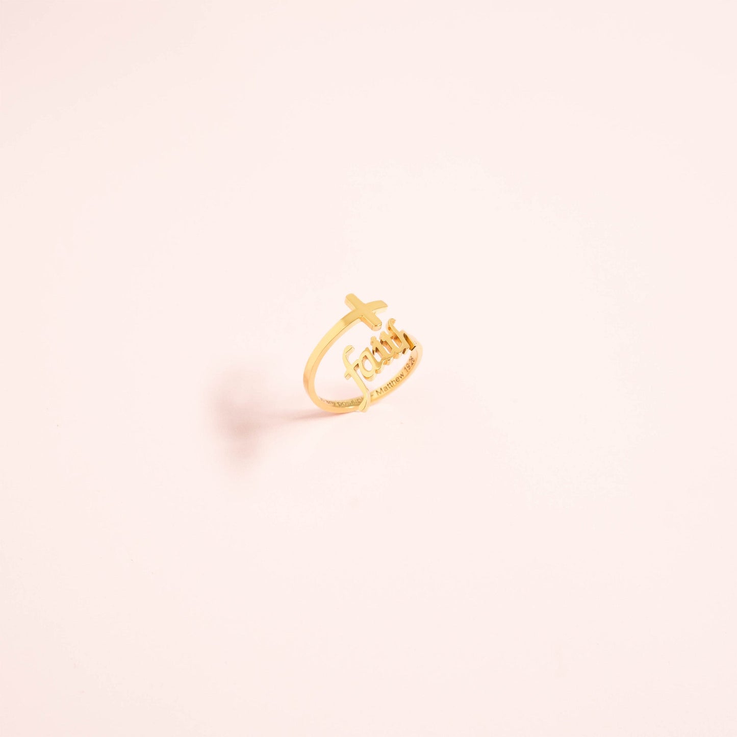 18K Gold PVD Stainless Steel Adjustable "Faith" Ring / KSS0008