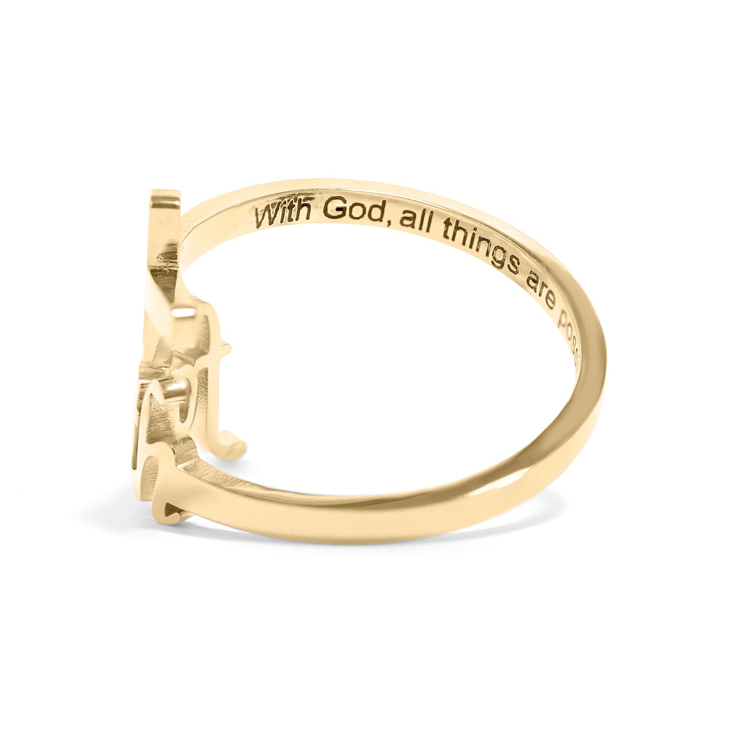 18K Gold PVD Stainless Steel Adjustable "Faith" Ring / KSS0008