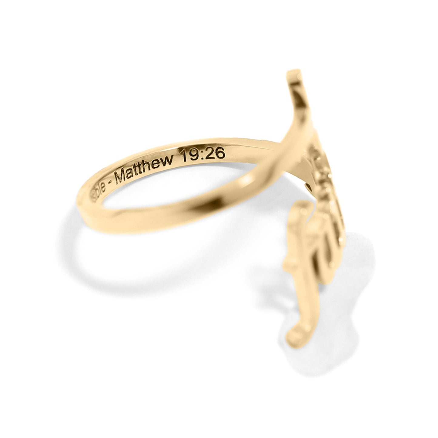 18K Gold PVD Stainless Steel Adjustable "Faith" Ring / KSS0008