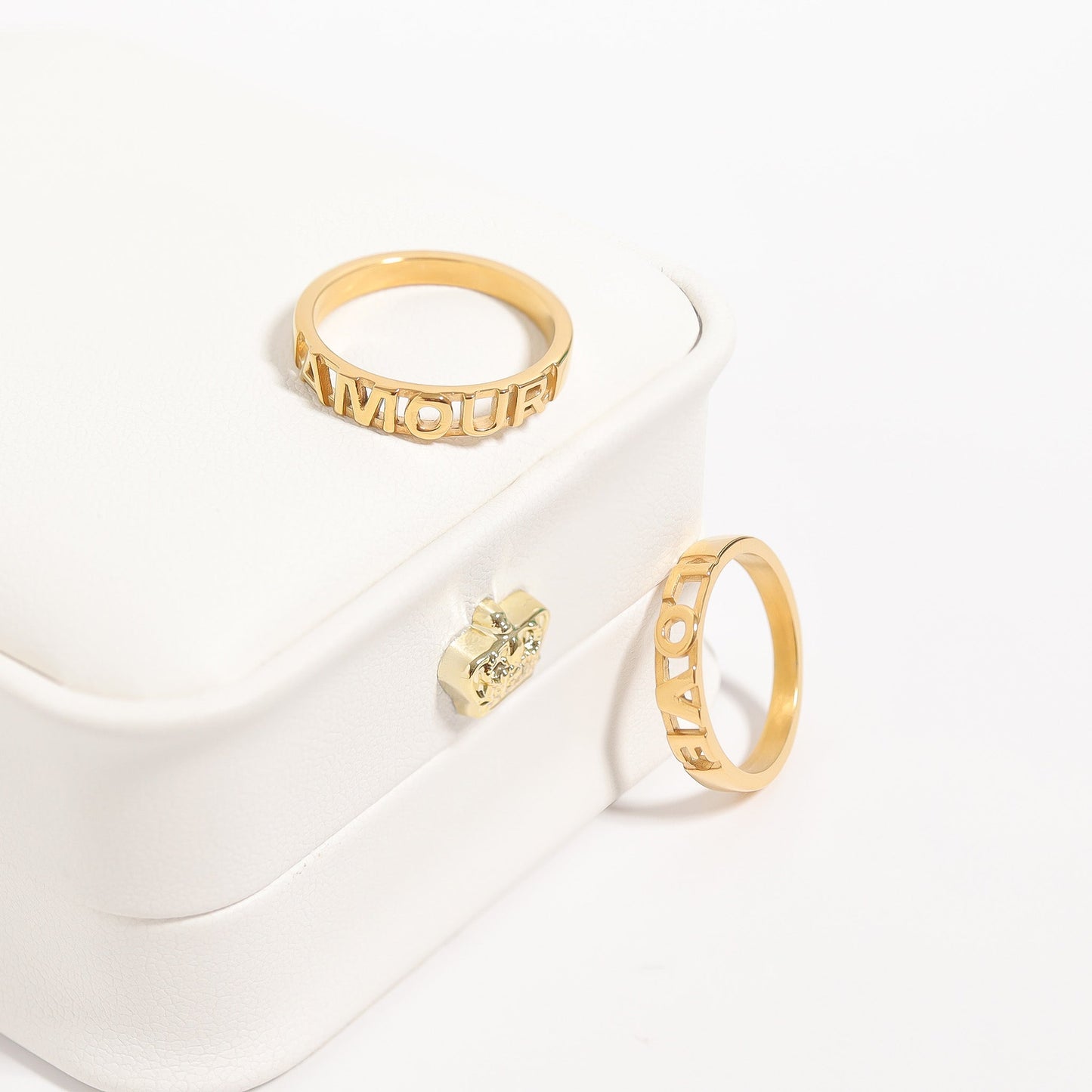 18K Gold PVD Stainless Steel Love Stacking Ring / KSS0010