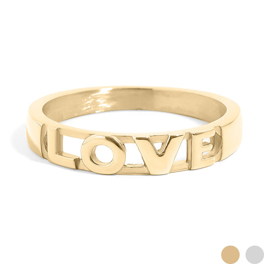18K Gold PVD Stainless Steel Love Stacking Ring / KSS0010