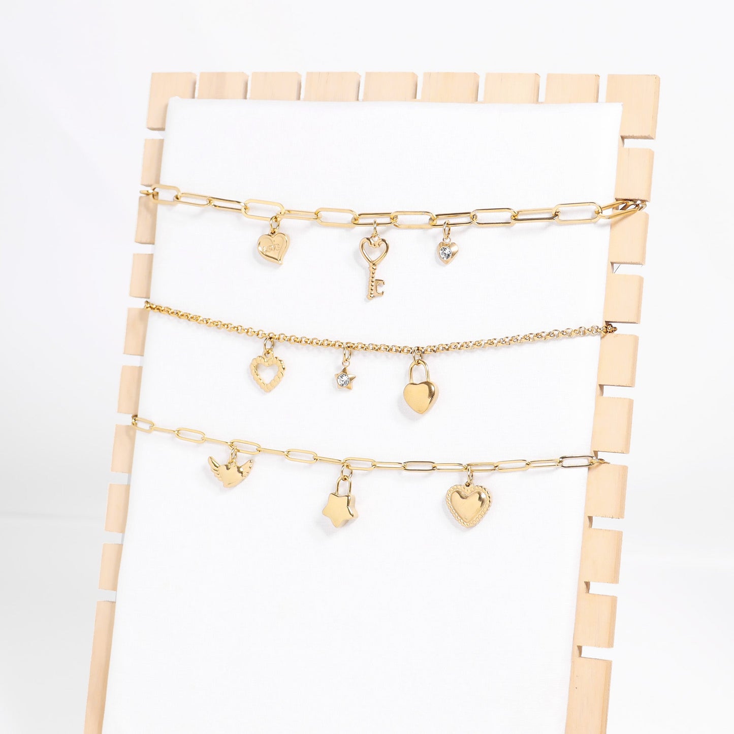 18K Gold PVD Stainless Steel Star with Cubic Zirconia Charm / PDL0112