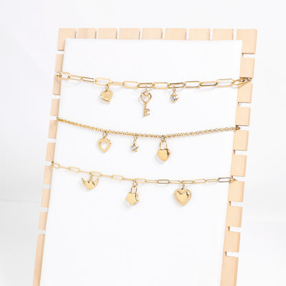 18K Gold PVD Stainless Steel Star with Cubic Zirconia Charm / PDL0112