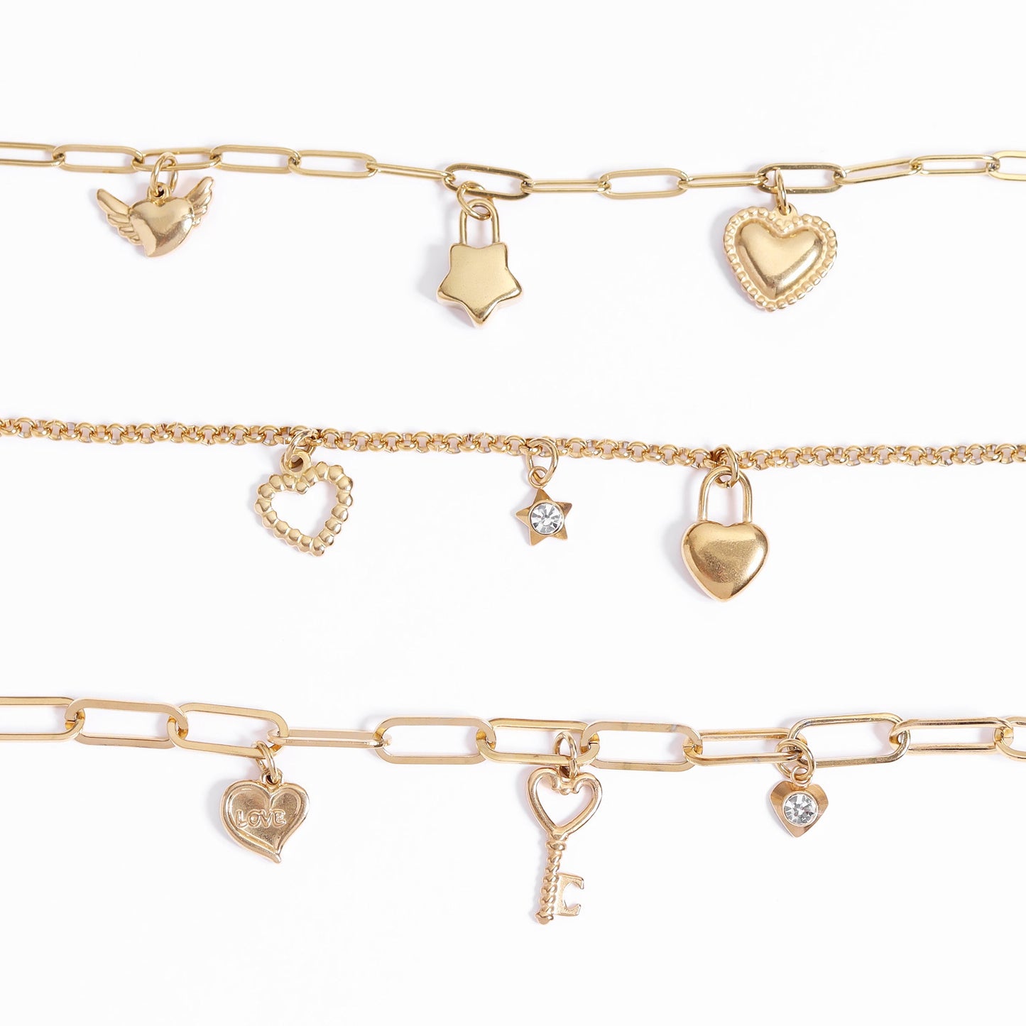 18K Gold PVD Stainless Steel Love Heart Charm / PDL0106