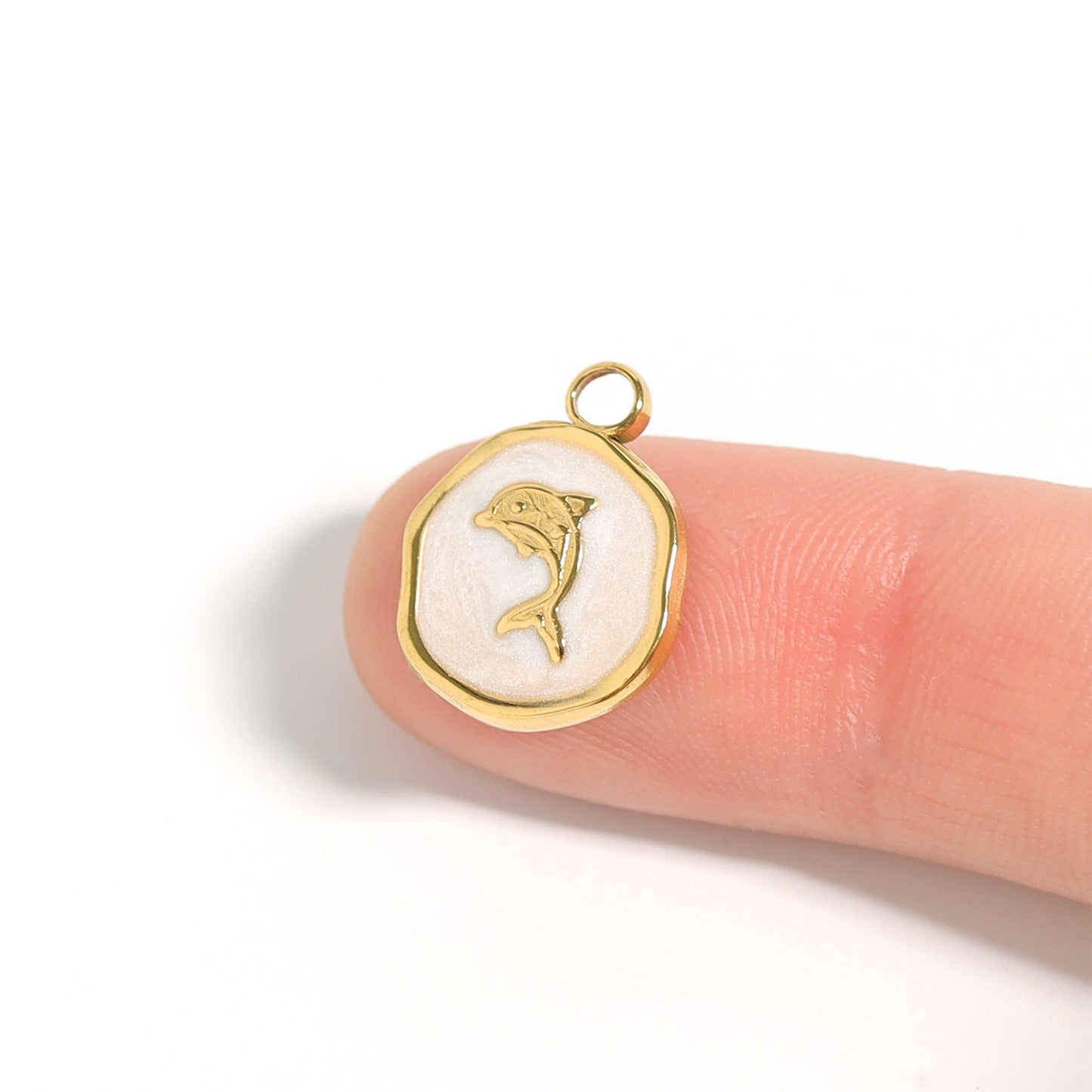 18K Gold PVD Dolphin Epoxy Charm / PDL0224