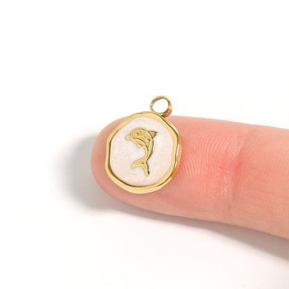 18K Gold PVD Dolphin Epoxy Charm / PDL0224