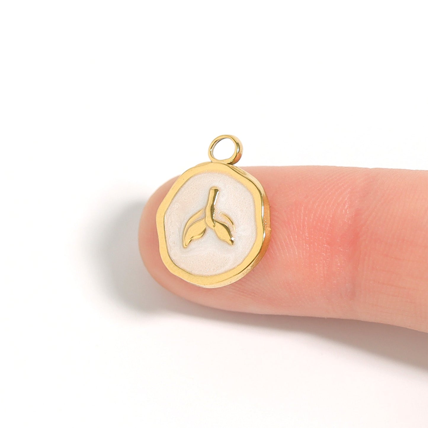 18K Gold PVD Whale Tail Epoxy Charm / PDL0227