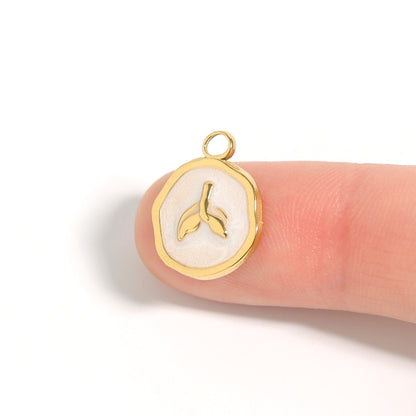 18K Gold PVD Whale Tail Epoxy Charm / PDL0227