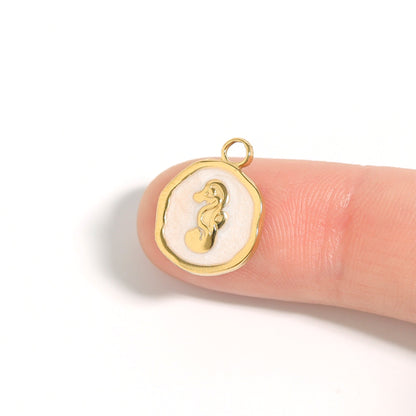 18K Gold PVD Seahorse Epoxy Charm / PDL0225