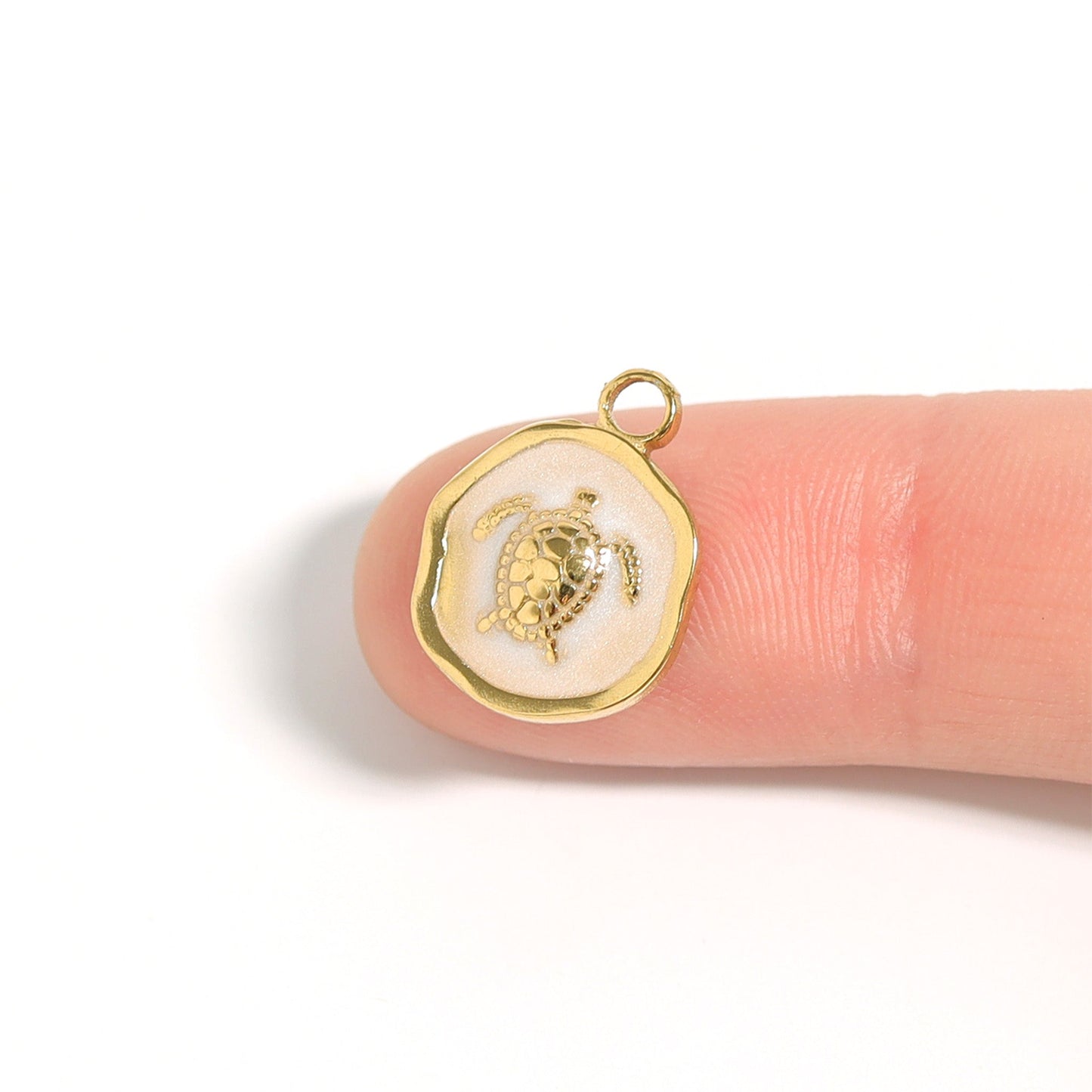 18K Gold PVD Sea Turtle Epoxy Charm / PDL0226