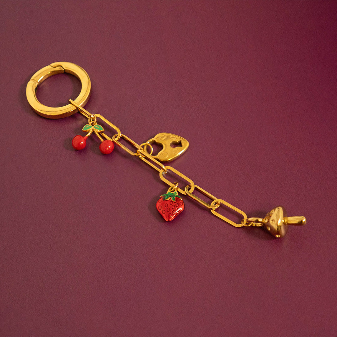18K Gold PVD Stainless Steel Vintage Heart Lock Charm / PDL0274