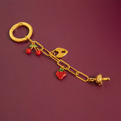 18K Gold PVD Stainless Steel Vintage Heart Lock Charm / PDL0274
