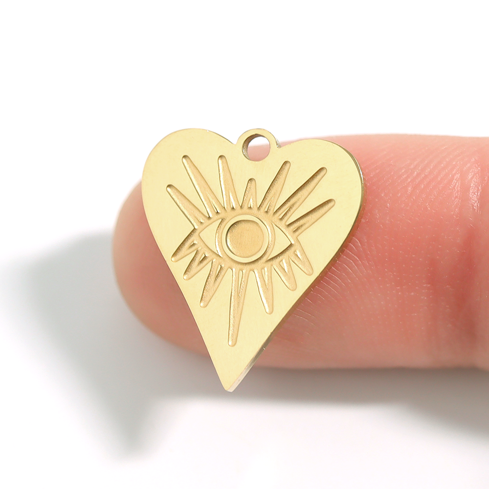 18K Gold PVD Stainless Steel Evil Eye Heart Charm / PDL0006