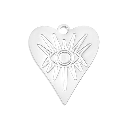 18K Gold PVD Stainless Steel Evil Eye Heart Charm / PDL0006