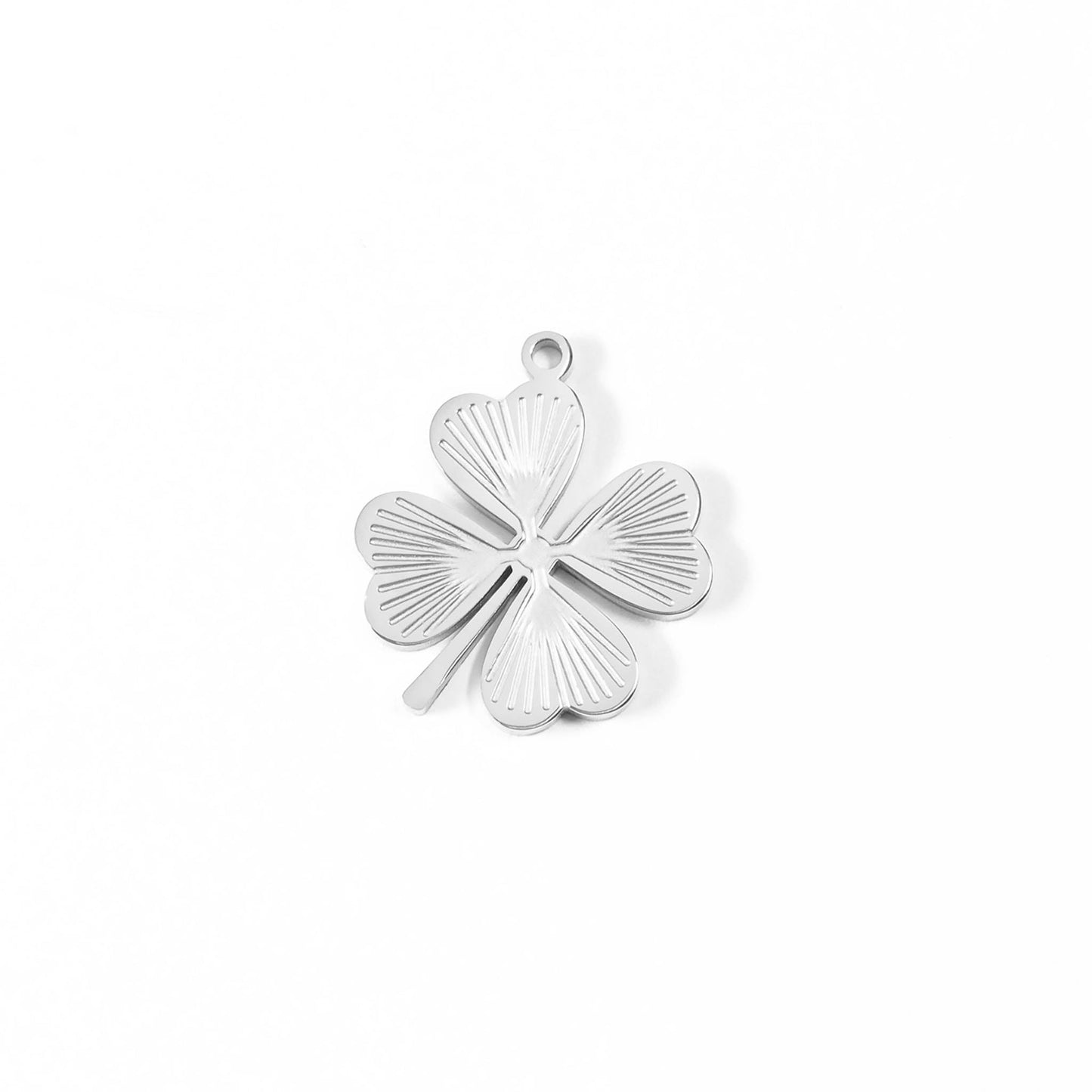 18K Gold PVD Stainless Steel Sunburst Four Leaf Clover Charm / PDL0007