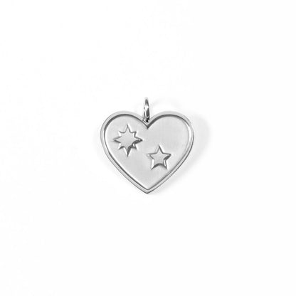 18K Gold PVD Coated Stainless Steel Heart with Stars Charm / PDL0009