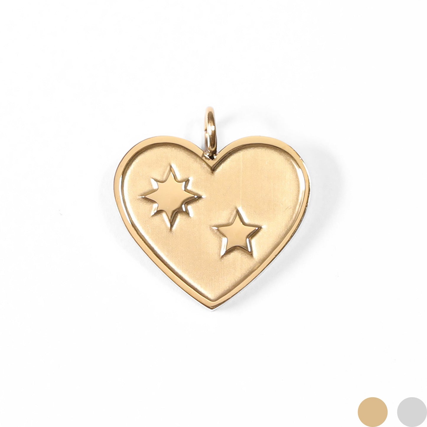 18K Gold PVD Coated Stainless Steel Heart with Stars Charm / PDL0009