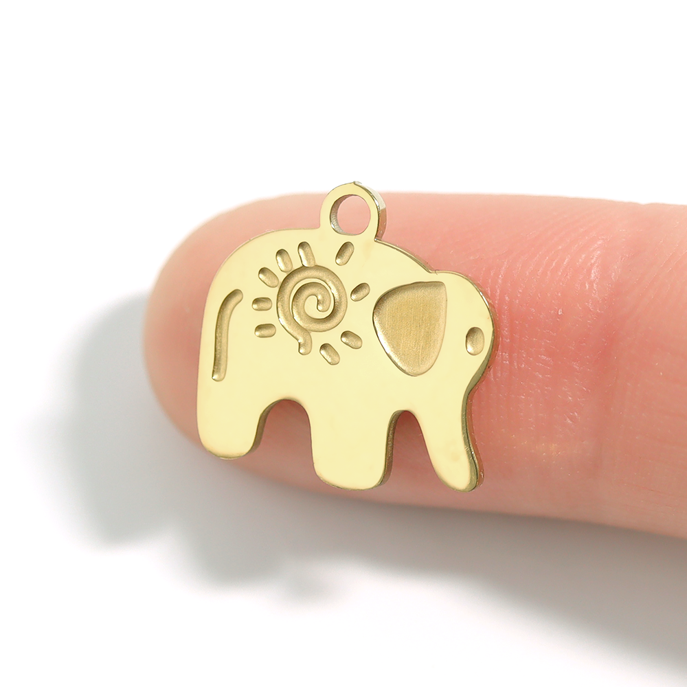 18K Gold PVD Stainless Steel Elephant Charm / PDL0016