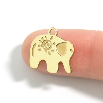 18K Gold PVD Stainless Steel Elephant Charm / PDL0016