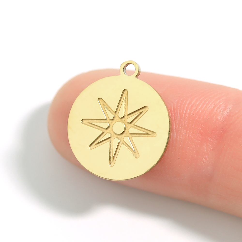 18K Gold PVD Stainless Steel Atomic Circle Charm / PDL0018