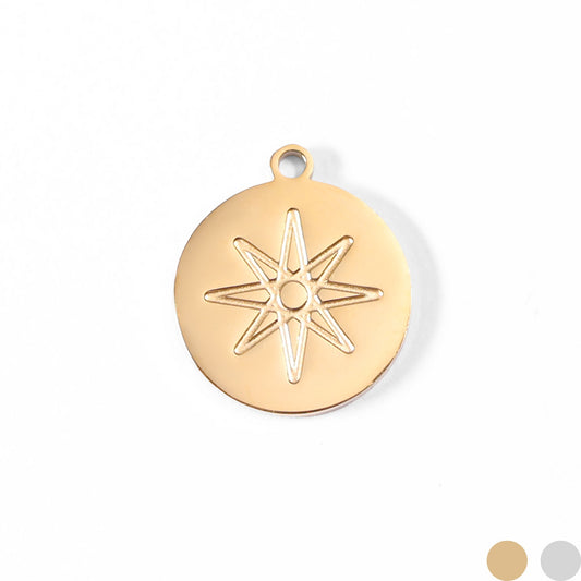 18K Gold PVD Stainless Steel Atomic Circle Charm / PDL0018