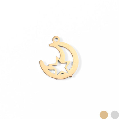18K Gold PVD Stainless Steel Moon And Star Charm / PDL0019